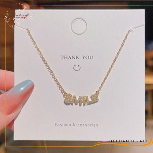 Kalung Wanita Korea Silver 925 Korean Style Warna Gold Tulisan Smile