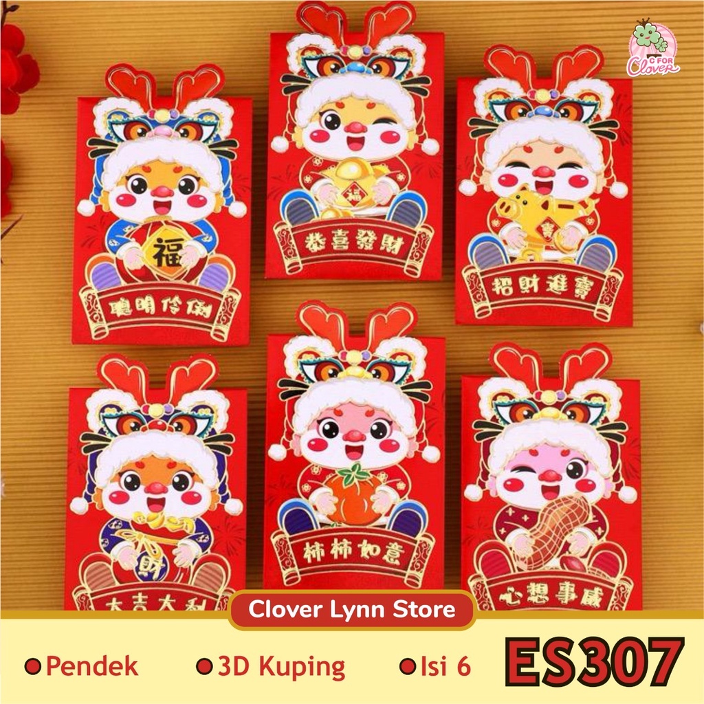 

ANGPAO 3D ISI 6 CUTE DRAGON IMLEK 2024 sincia kuping naga hongbao lucu