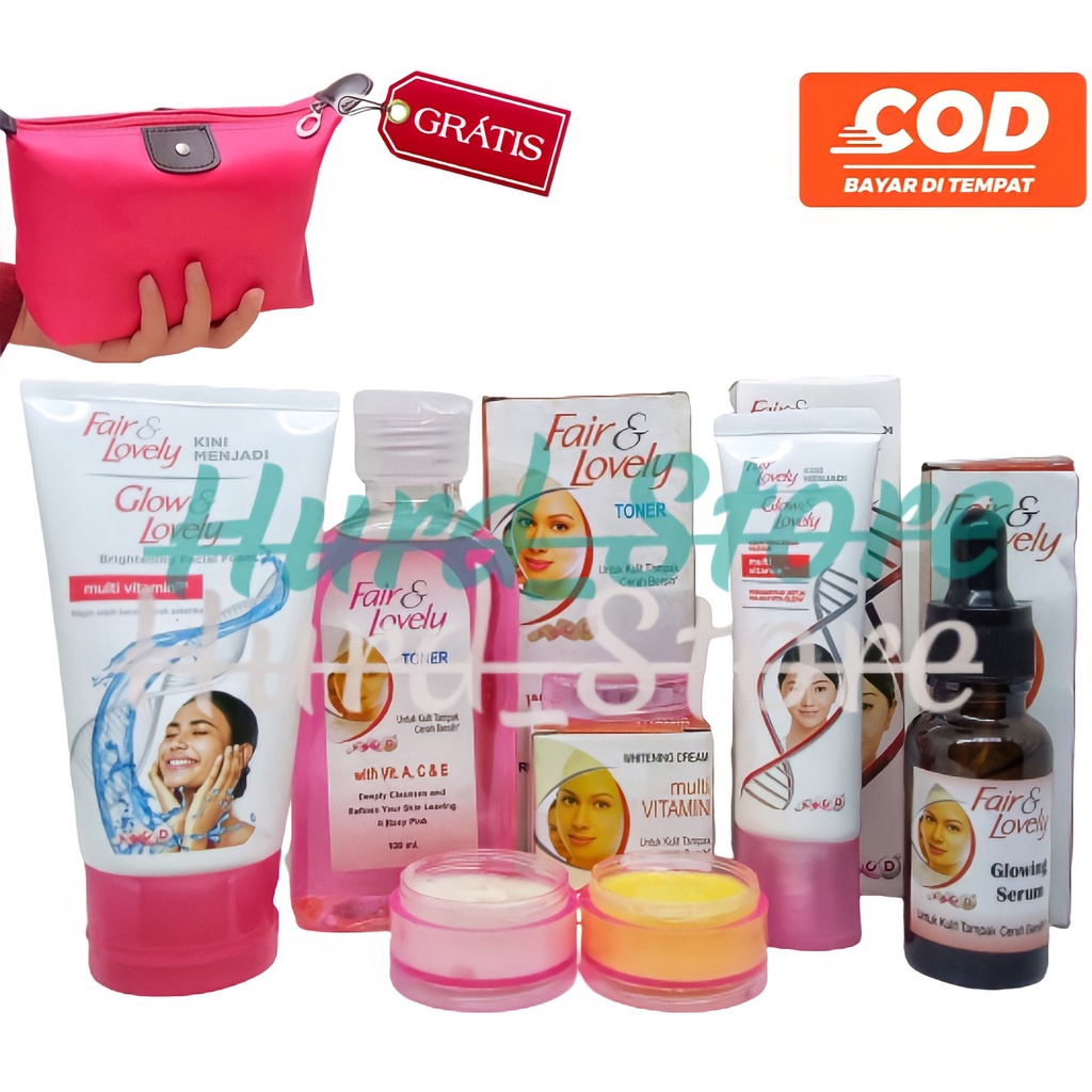 HM Fair And Lovely 1 Paket Lengkap Glowing Asli 5 In 1 Fair And Lovely [ GRATIS TAS KOSMETIK ] - Cre