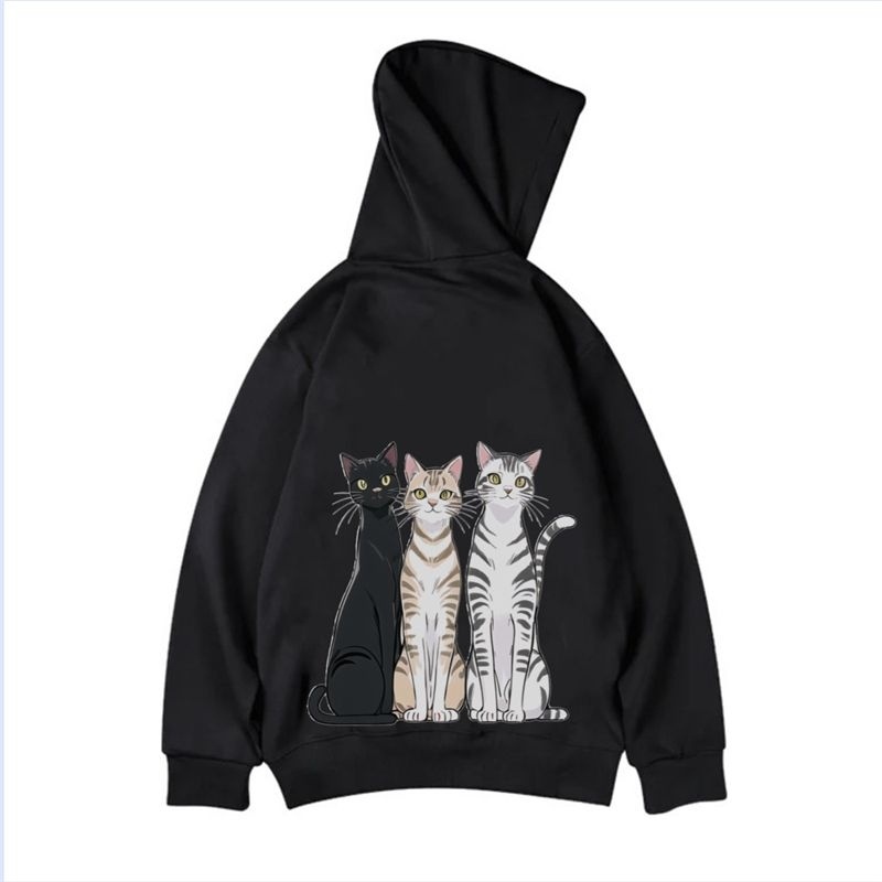 JAKET SWEATER HOODIE JUMPER MOTIF KUCING HOODIE PRIA WANITA Unisex