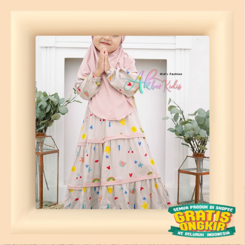 gamis anak perempuan tanggung terbaru baju muslim anak set hijab 4 sampai 14 tahun/ korean korea lis