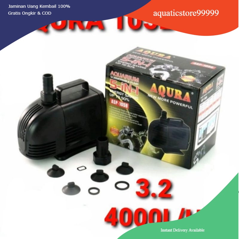 AQURA 105B pompa celup air aquarium kolam ikan aqura 105B