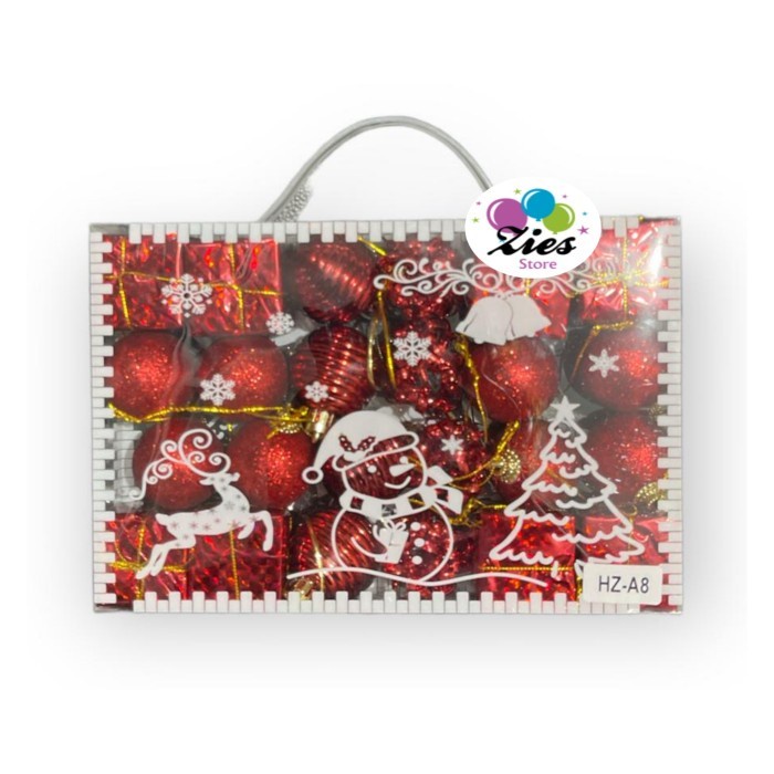 

AR // SET 24 OS142 3cm hiasan aksesoris gantungan ornamen hiasan pohon natal - Merah