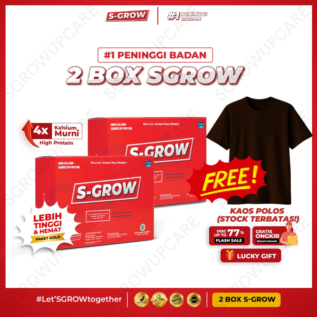 

S-GROW 2 Box Susu Peninggi Badan Terbaik FREE KAOS HBL BLT