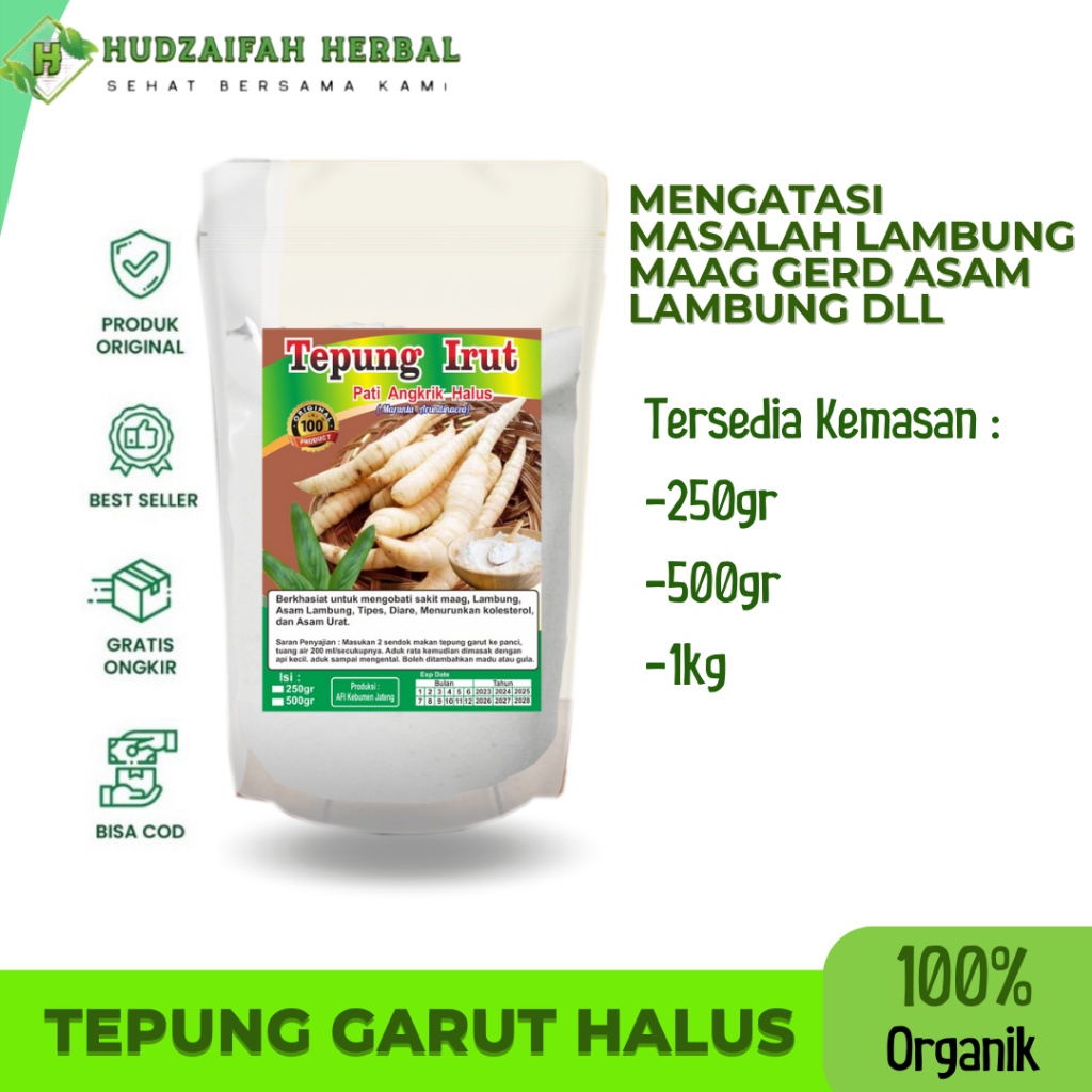 

Tepung garut irut angkrik Solusi masalah Lambung Organik 1 kg