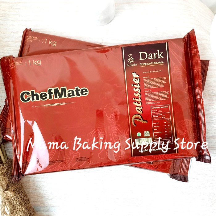 

[Big Sale] CHEFMATE PATISSIER Dark Chocolate Compound Coklat Kompon Hitam 1 KG