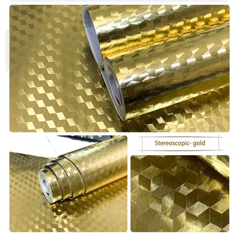Wallpaper Dapur Wallpaper Alumunium Foil Cocok Untuk Dapur Kabinet Alumunium Foil Gold Kubik Diamond
