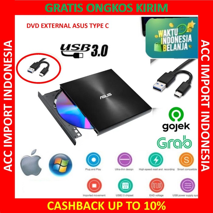 DVD External Type C 3.0 Asus CD RW Room Burning Write Optical Drive PC