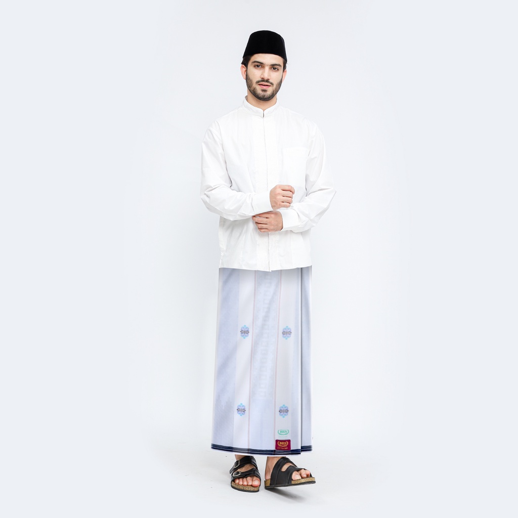 Sarung BHS Excellent Gold Motif E52 SGB Putih Biru
