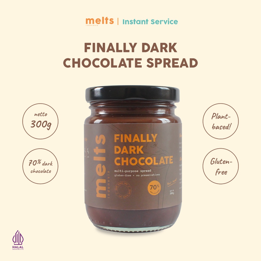 

COD Instant Service - Melts Finally Dark Chocolate Spread | Selai Cokelat Plant Based Vegan untuk Roti