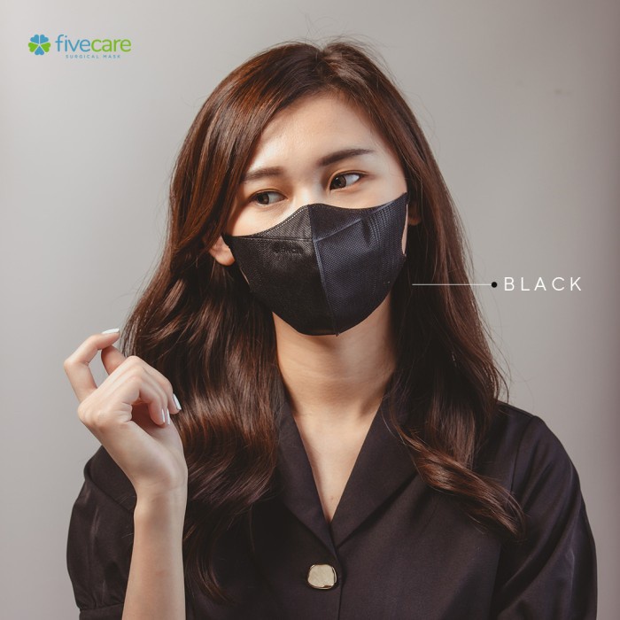 Masker Duckbill Fivecare 4ply Medis isi 50 pcs / Masker duckbill 4ply - BLACK