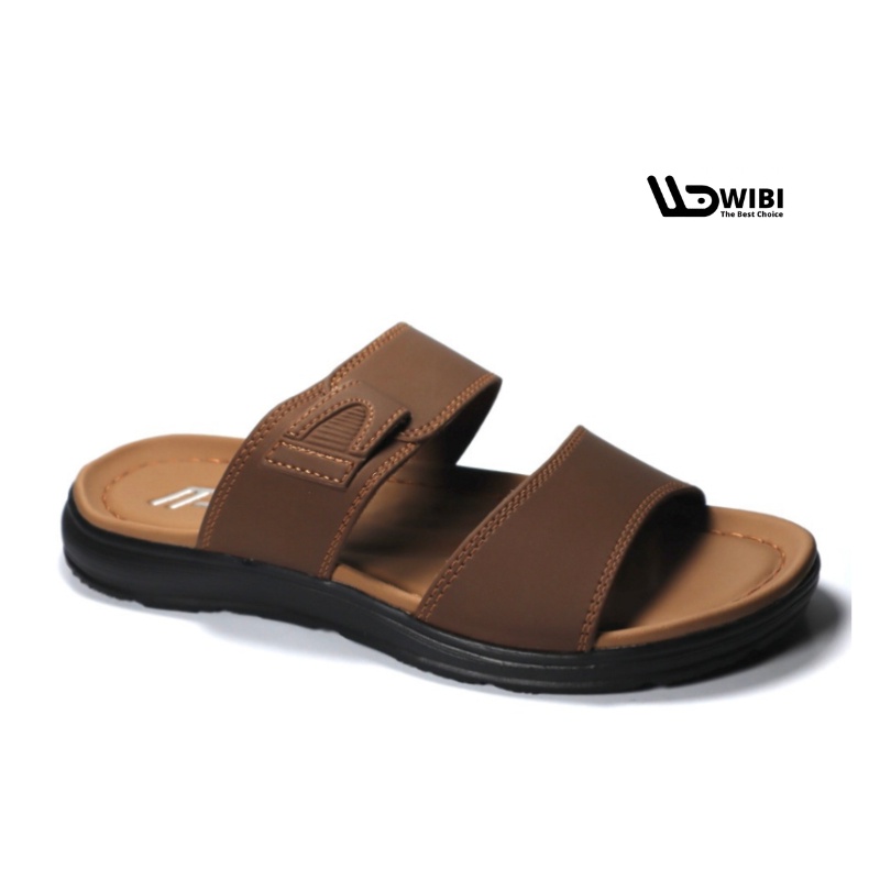 WIBI 39-43 Elegant Low Mocha - Sandal Kulit Slide Selop Pria Dewasa Original Wibi S21 - 02