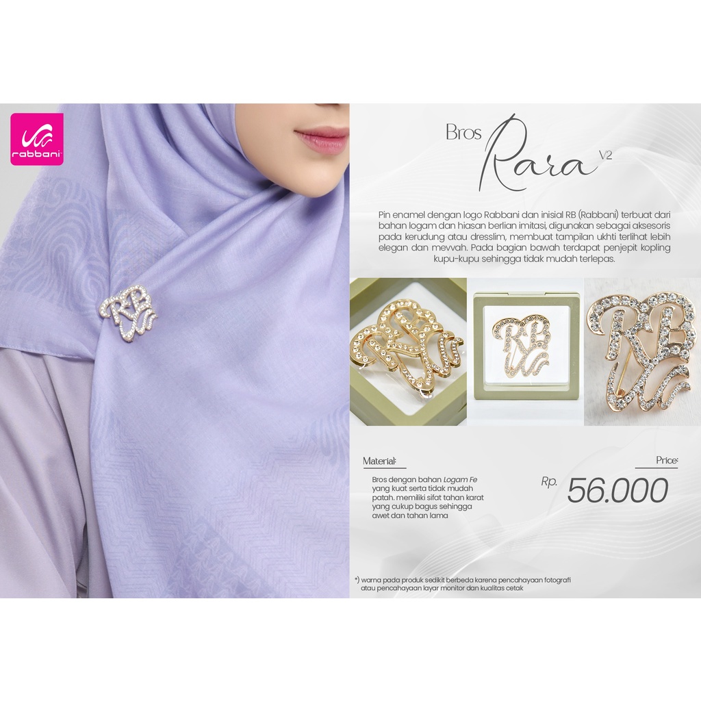 Bros Rabbani Ori warna Emas Zircon Elegan Cantik Anti yg Bagus Karat Bross Baju Kebaya Gamis Wanita Elegant  insial Huruf Rabani Original Simple Mewah Vintage Pin Dada Hijab Premium Terbaru Viral Kekinian Fashion Kerudung NU Peniti Zirkon