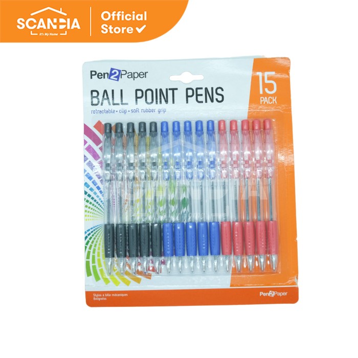 

SCANDIA Pulpen Pens Ball Point 15pk Blue Red Black (SE0056)