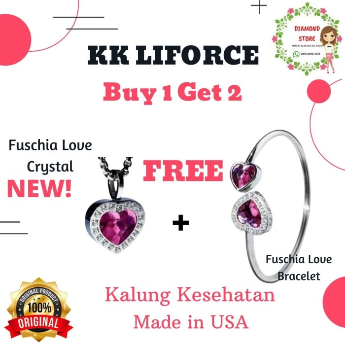 [ READY STOCK ] NEW Kalung dan Gelang KK LIFORCE Fucia Love KK Indonesia ORI