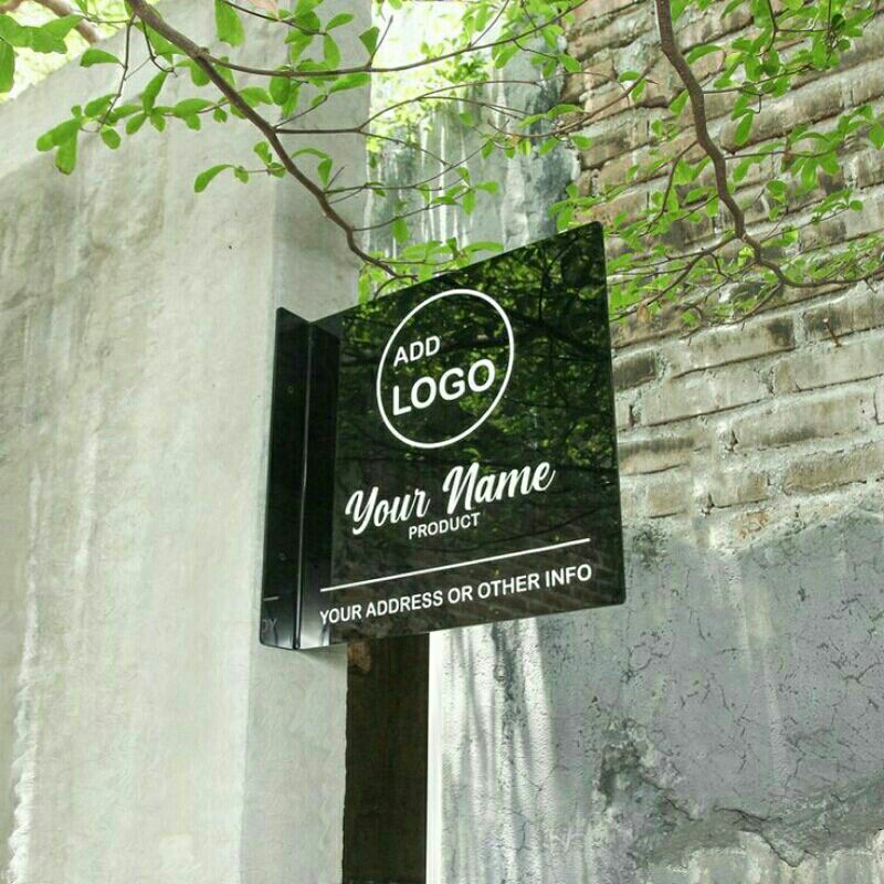 PLANG TOKO/CAFE TEMPAT USAHA CUSTOM  LOGO USAHA  2 SISI|TINGGAL PASANG