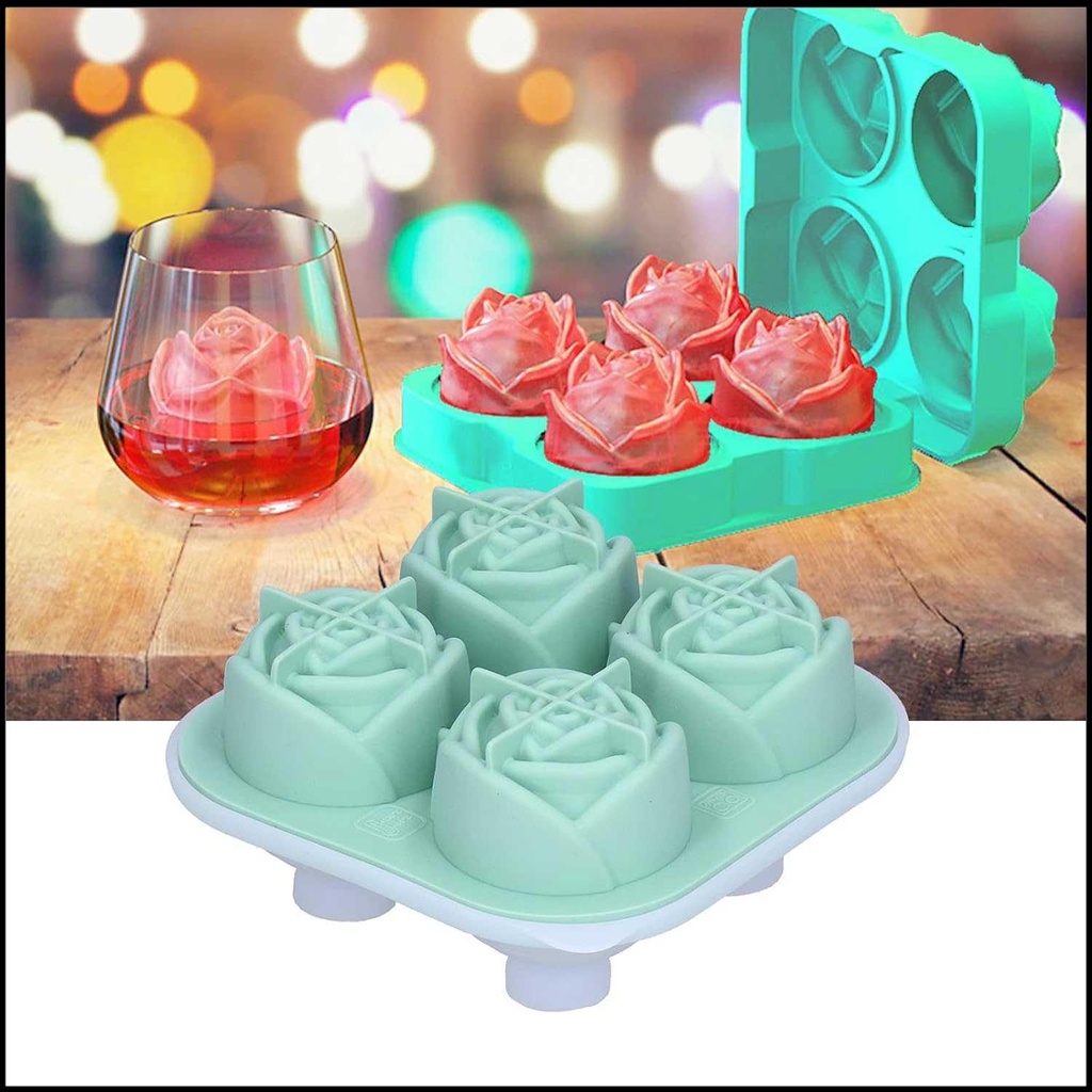 

KoMall Cetakan Es Batu Model Mawar 3D Rose Ice Mold 4 Grid - K400