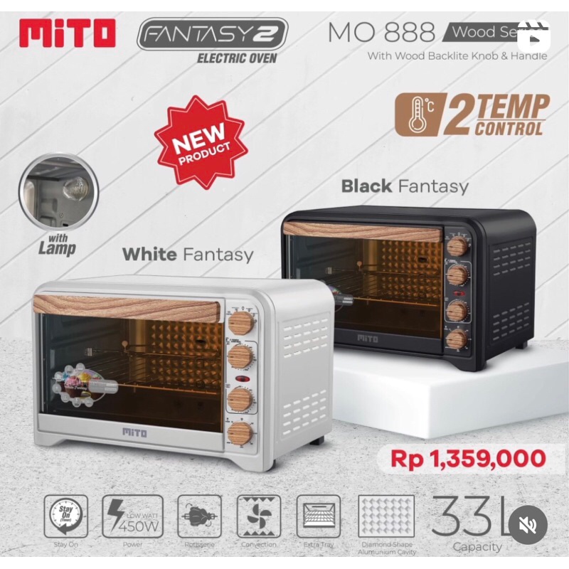 Mito OVEN Listrik Oven FANTASY 2 MO 888 / Oven Proofer Adonan Roti
