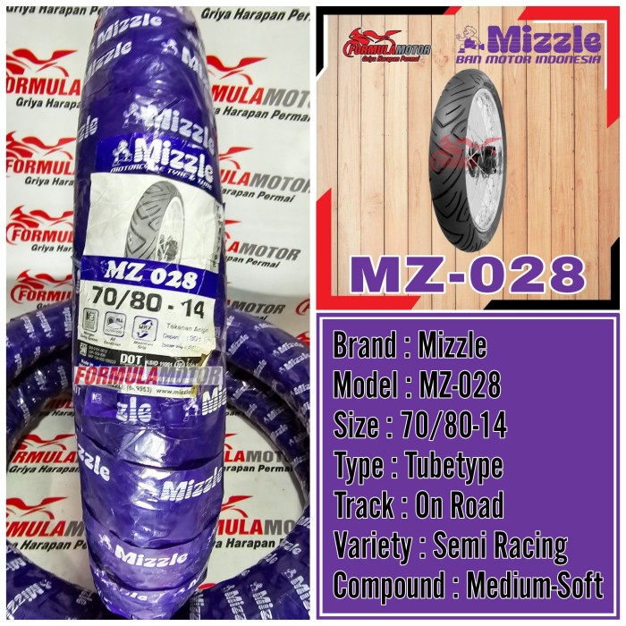 70/80-14 Mizzle MZ028 MZ-028 Tubetype - Ban Motor Ring 14 Non Tubles
