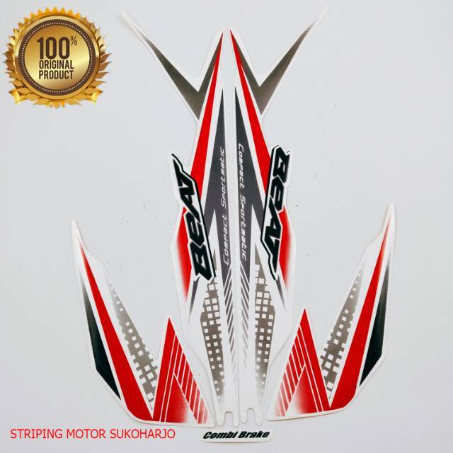 (ORI) striping honda beat fi sporty 2020 putih kualitas original