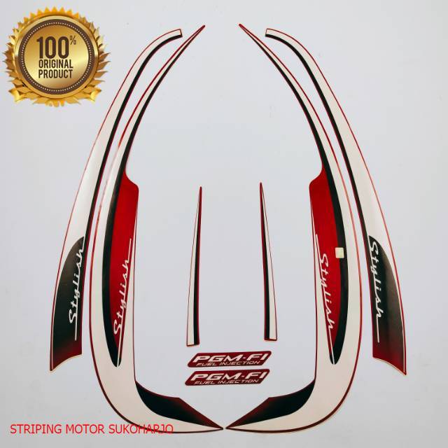 (ORI) striping honda scoopy stylish 2013    merah maroon kualitas original