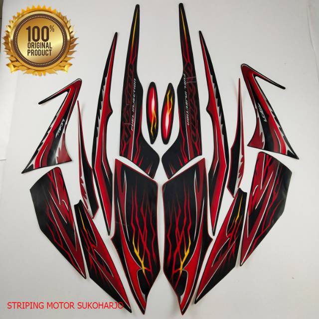 (ORI) striping yamaha vixion 2010 old hitam merah list body kualitas original