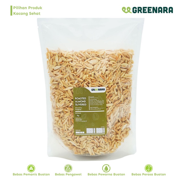 

[KUALITAS PREMIUM] Kacang Almond Cacah Panggang 1kg / Roasted Almond Slivered Terjangkau