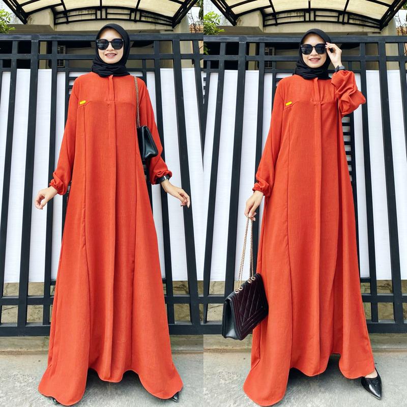 Gamis Elsira Crinkle Airflow LD110CM / gamis muslim / baju muslim Gamis Muslim Terbaru