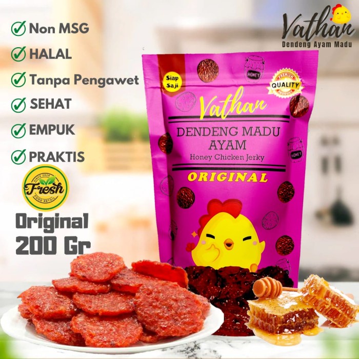 

ORIGINAL 200 GR DENDENG AYAM MADU VATHAN HALAL NON PENGAWET