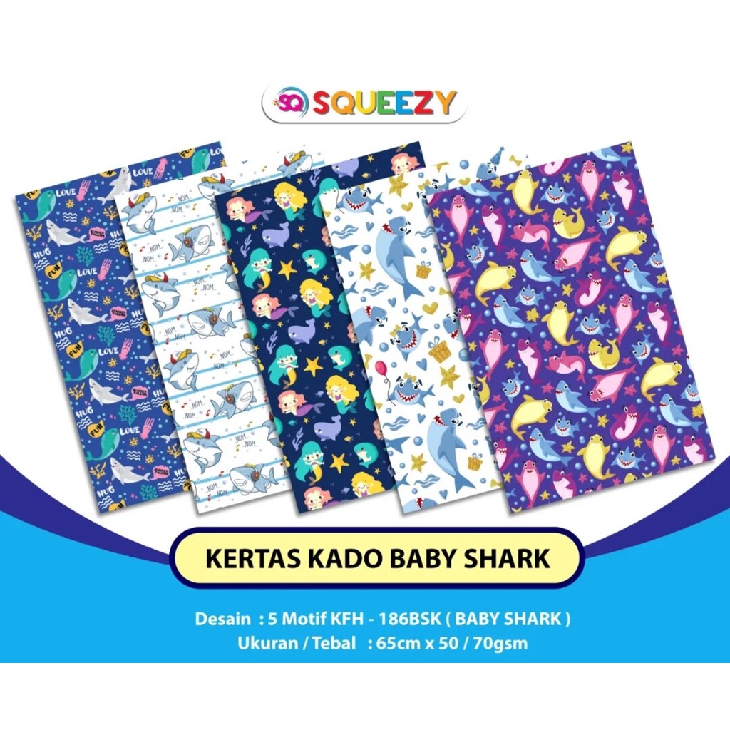 

Kertas Kado SQUEEZY Baby Shark (KFH-186BSK) isi 10 Lembar dan 50 Lembar