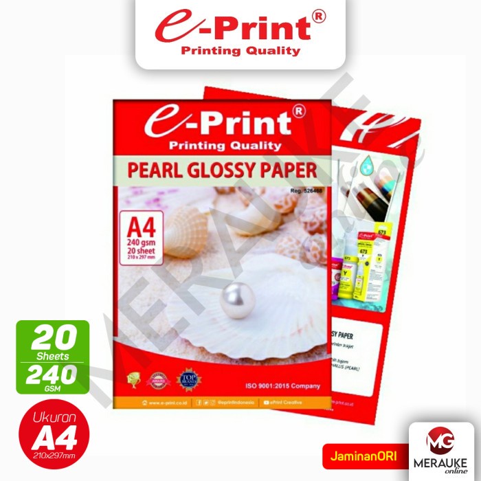 

Kertas Foto E-Print Glossy Pearl A4 240gsm 20s