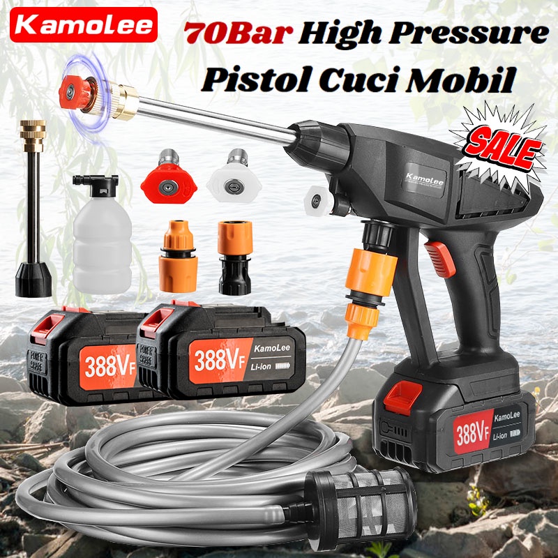 Kamolee 70Bar 388Vf Jet Cleaner Cordless Serbaguna Jet Cleaner / Car Wash High Pressure Motor Wash [