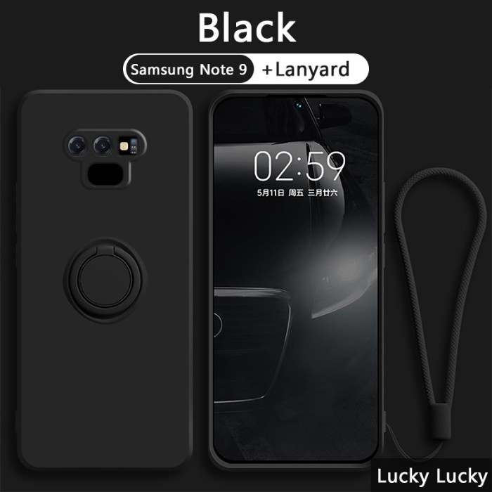 Soft Case Samsung Note 9 Matte Silicone Case Candy Ring Stand Holder Free Tali