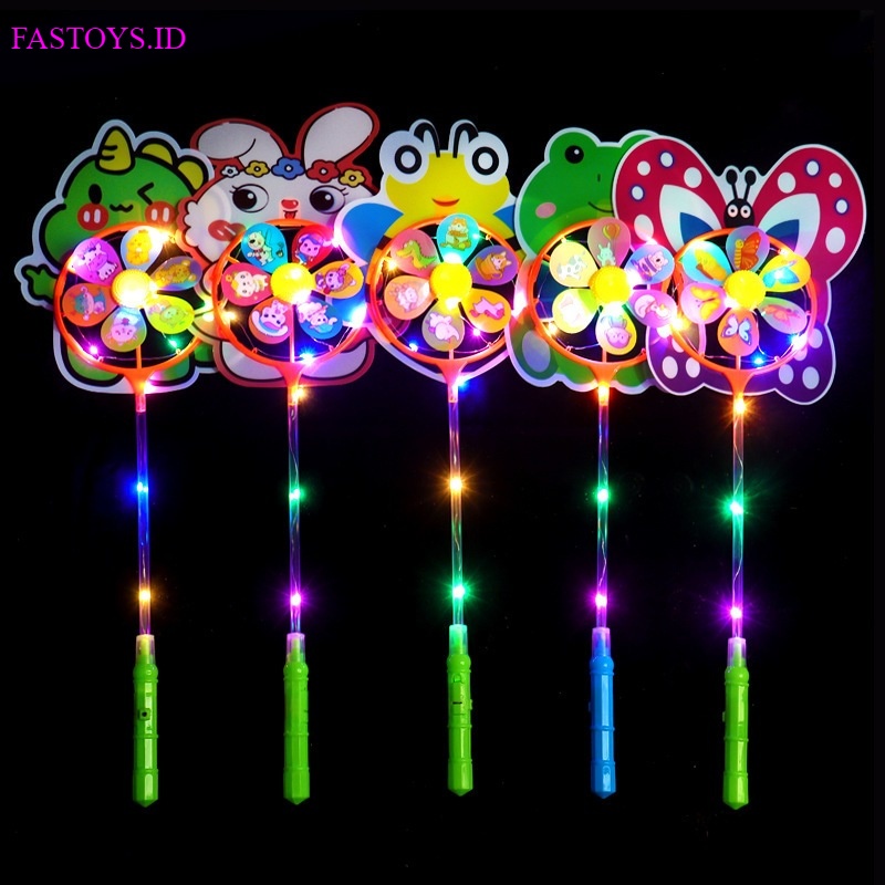 Fasytoys.id - MAINAN KINCIR ANGIN LED KARAKTER CUTE / KINCIR ANGIN LAMPU LED RAINBOW