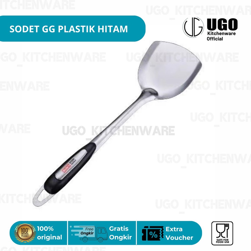 BERINDO Spatula Masak | Sodet Stainless Gagang Plastik | Sutil Stainless Gagang Hitam Plastik