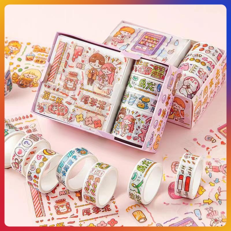 

Set Stiker Kartun/Set Stiker Washi DIY Estetika Dekoratif/Set Stiker Washi Buku Tempel