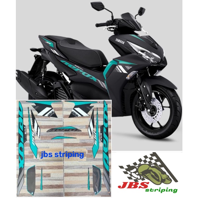 Striping Yamaha aerox vva 155 conneted  hitam hijau toskah tahun 2021 stiker lis les aerox kualitas 