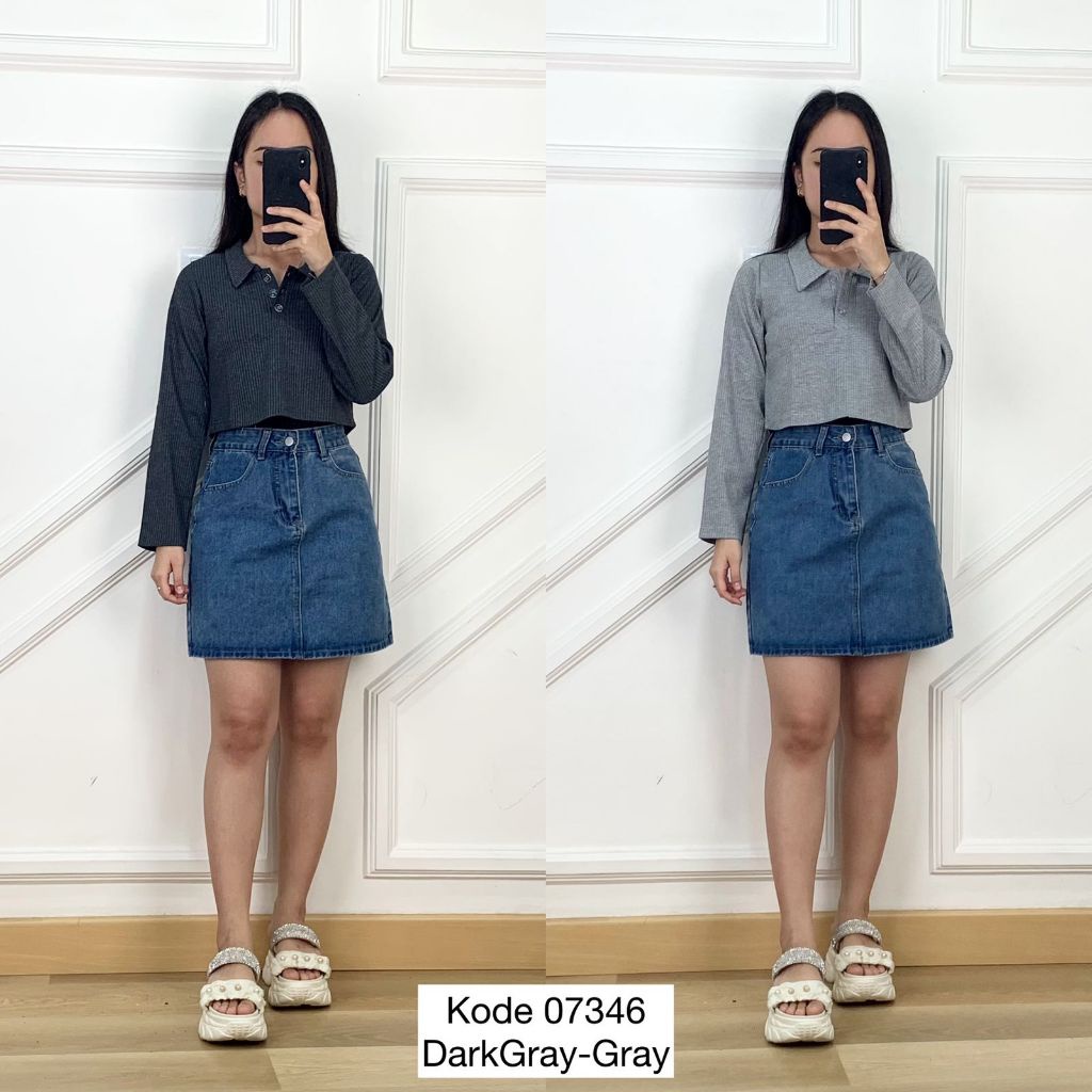 Lengan Panjang Crop I Crop Top Wanita Lengan Panjang I Kaos Panjang Crop I Kaos Lengan Panjang Crop 