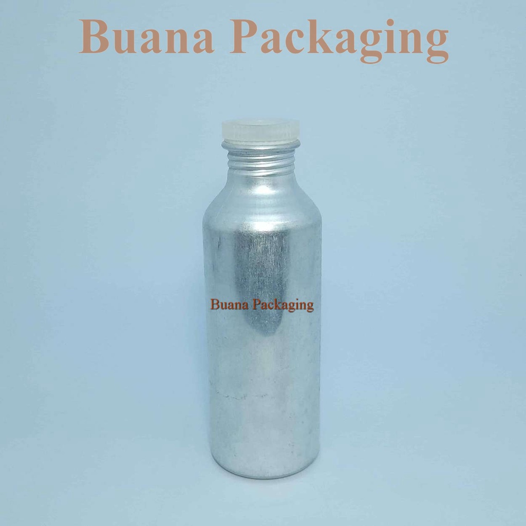 Botol Alumunium 250 Ml Silver Tutup Putih + Tutup Dalam / Botol Alumunium / Botol Parfum / Botol Bib