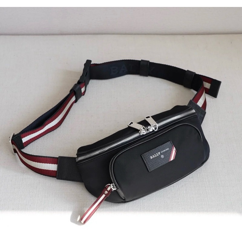 WAISTBAG BALLY FINLEI BELT BAG NYLON LEATHER AUTHENTIC FULLSET