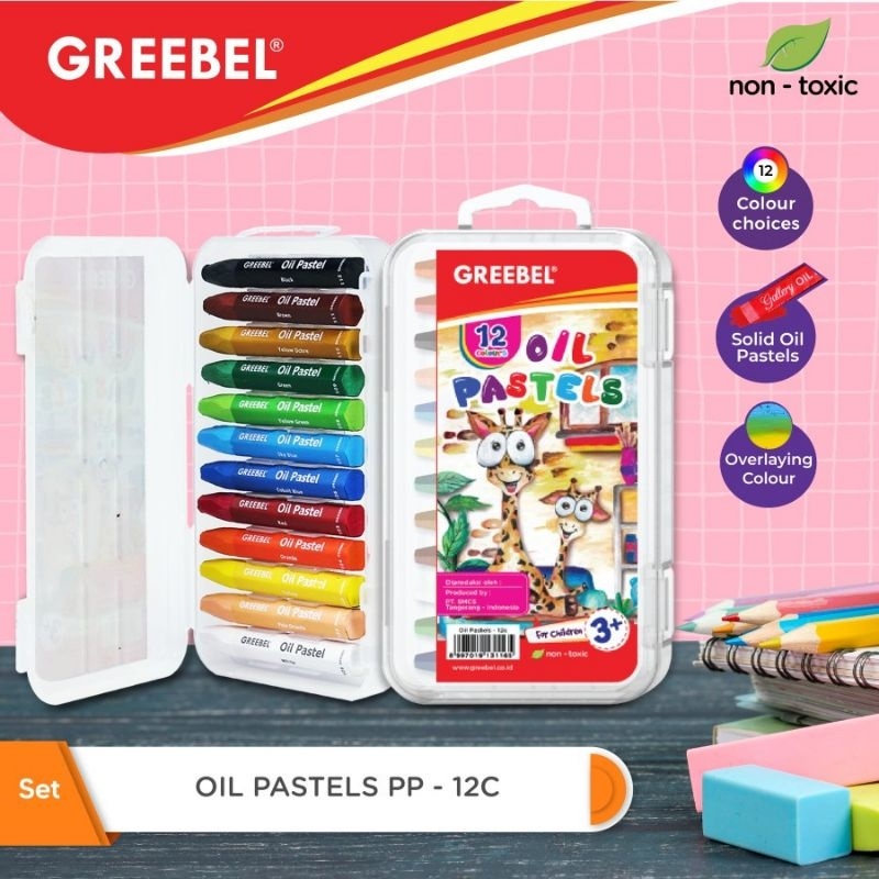 

Greebel Crayon PP 12c / Krayon Anak Kids Oil Pastel isi 12 Warna