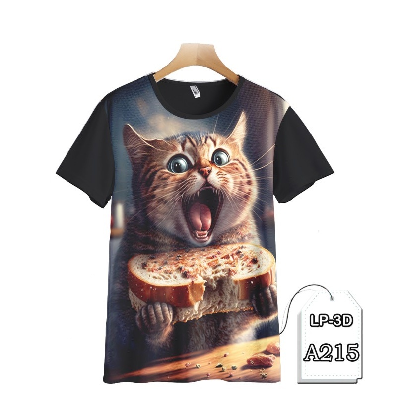 Kaos Kucing Lucu Kaos Anak Gambar Kucing Printing 3D LP3D-A215 - S 1-2 tahun