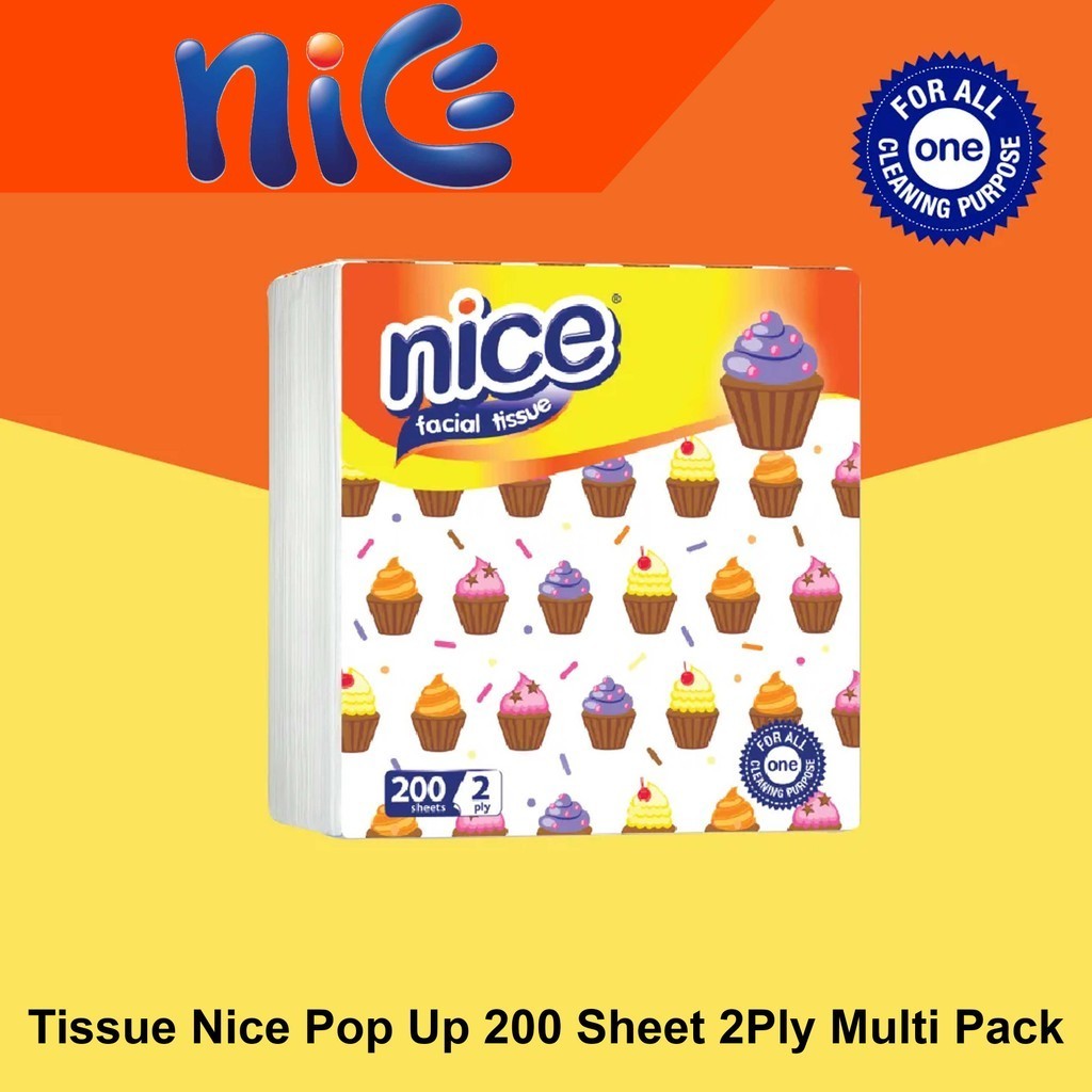 Nice Facial Tissue Kecil (10x10cm) 200 Sheets 2Ply Multi Pack