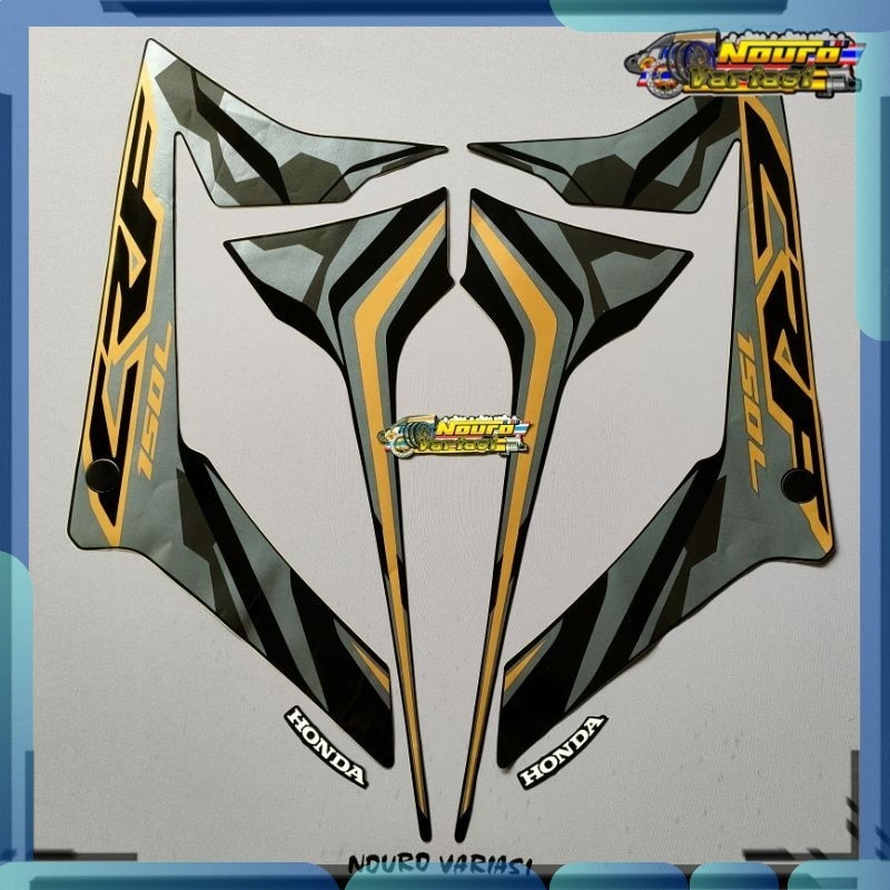 Stiker striping honda crf 150 r 2019 list hitam gold body standar bagus