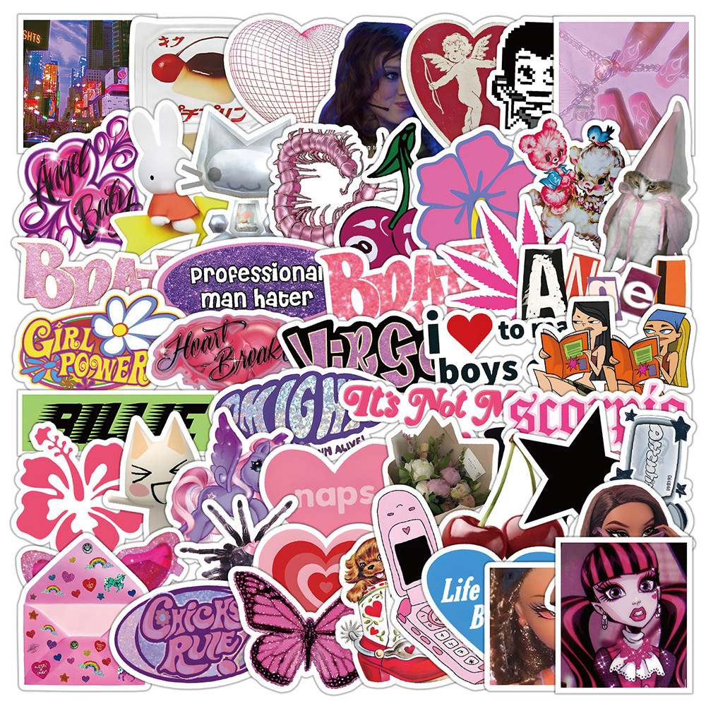 

10/30/50pcs ​Cool Pink Cartoon Harajuku Stickers Graffiti DIY Skateboard Motorcycle Notebook Fridge PVC Waterproof Sticker Toys