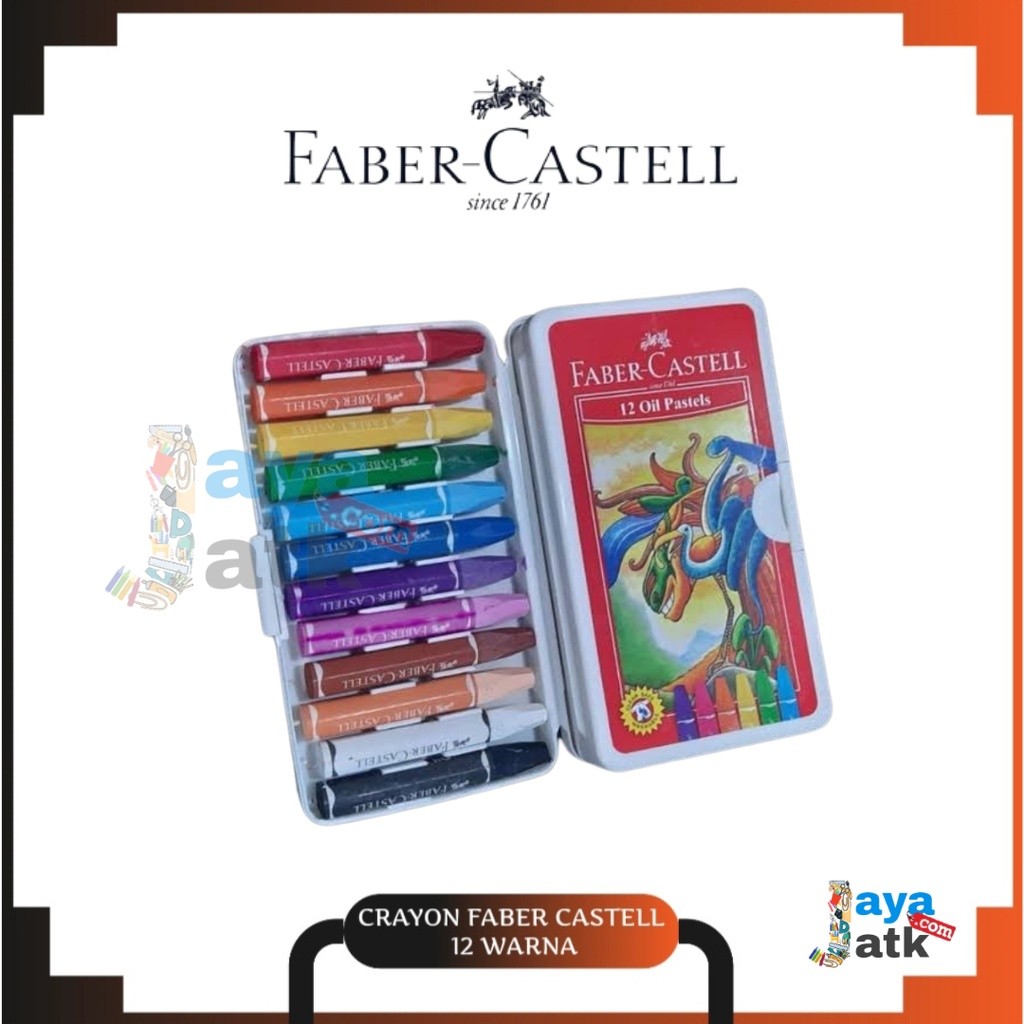 

(SET) Crayon / Krayon Oil Pastel 12 Warna - Faber Castell Box Putih