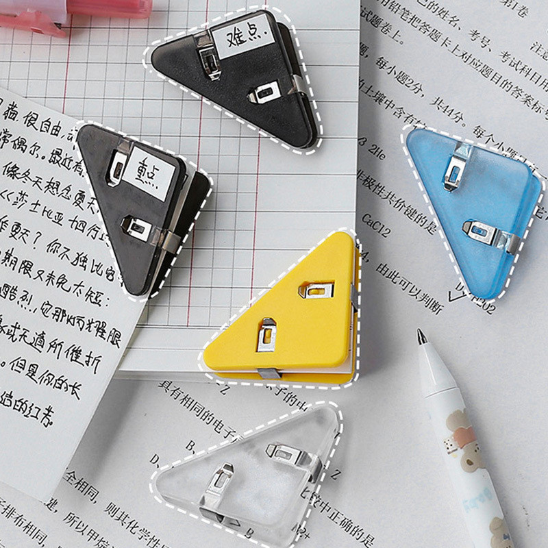 

2pc Transparent Triangular Plastic Clip Color Simple Book Clip Edge Horn Clamp Paper ClipOffice Stationery Supplies