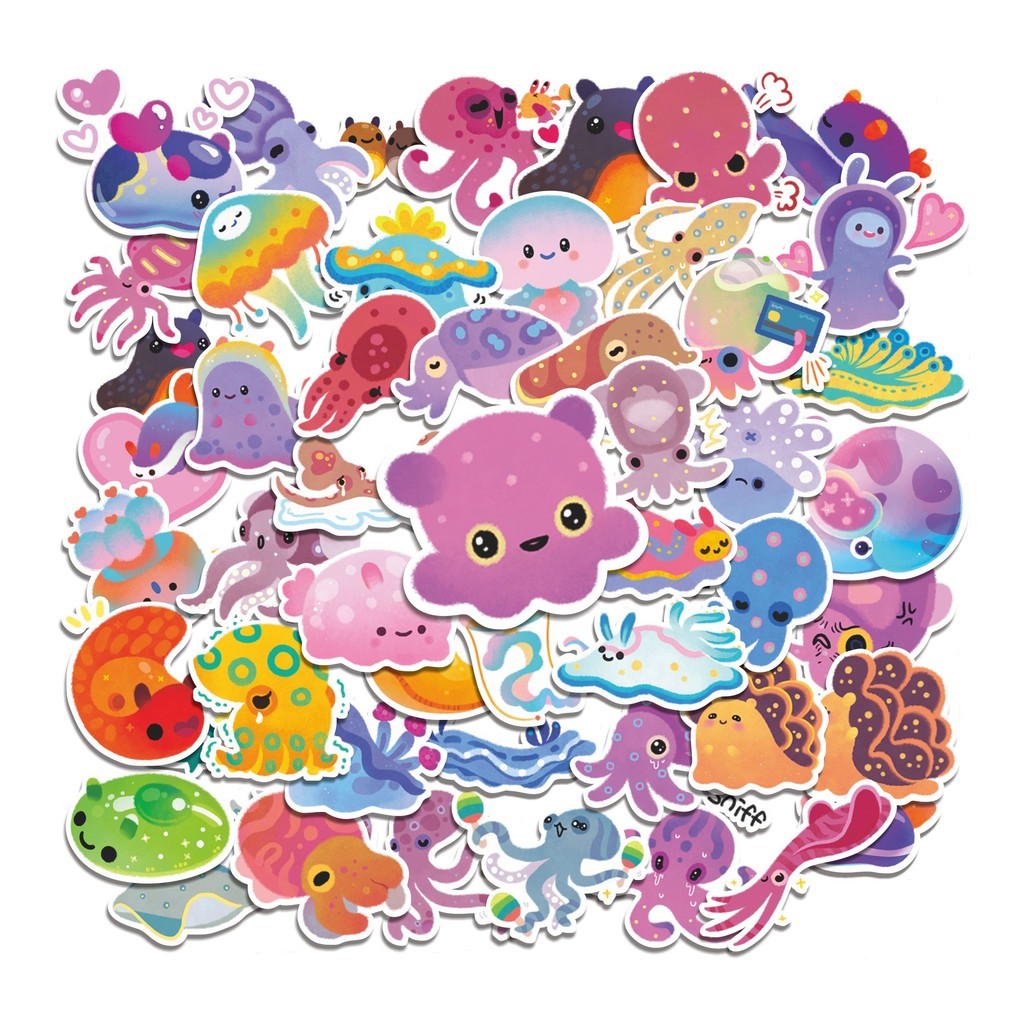 

COD 50 Pcs Stiker Soft Mollusk / Moluska Lembut Lucu Anti Air Untuk Dekorasi Notebook Sepeda Skateboard Handphone