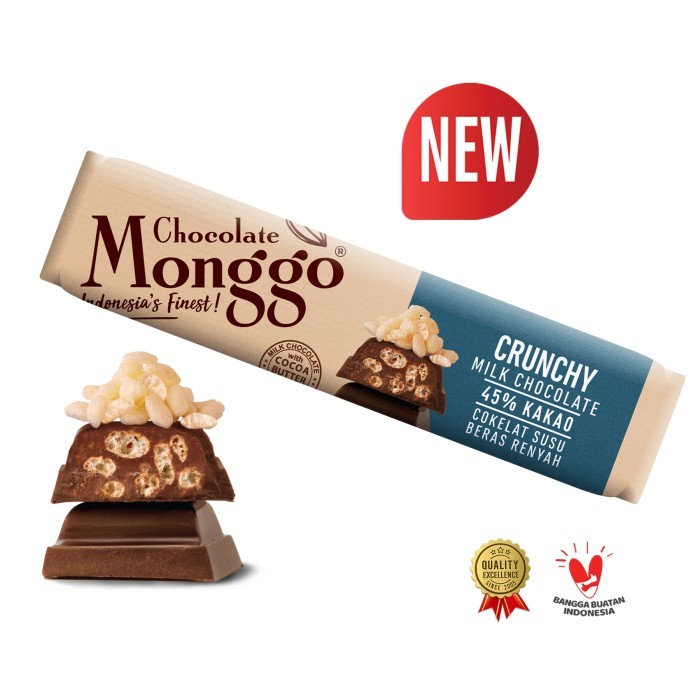 

READY STOCK!!! Chocolate Monggo Bar 40g Collection |13 Cokelat Flavors | Coklat Sehat - Crunchy