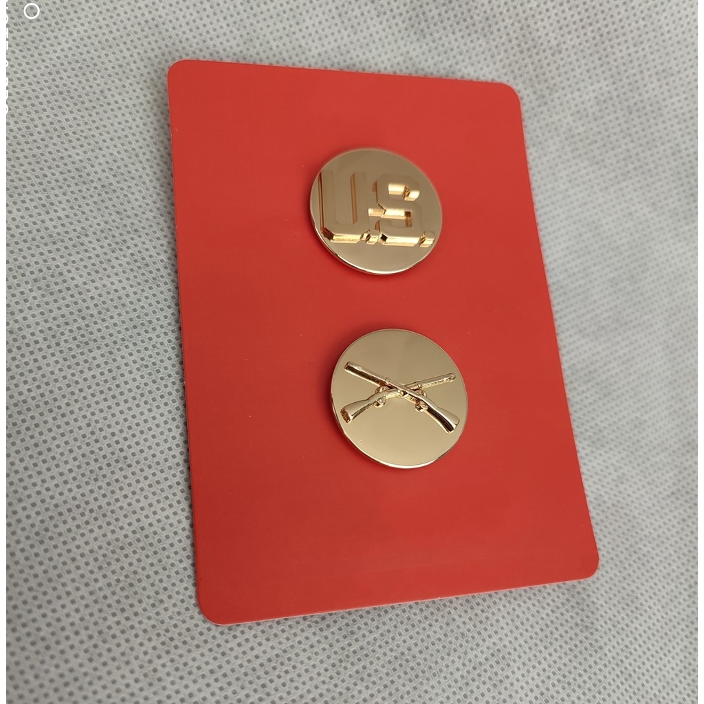 PAIR OF WWII WW2 US MONOGRAM ARMY INFANTRY OFFICER COLLAR PIN INSIGNIA BADGE PIN